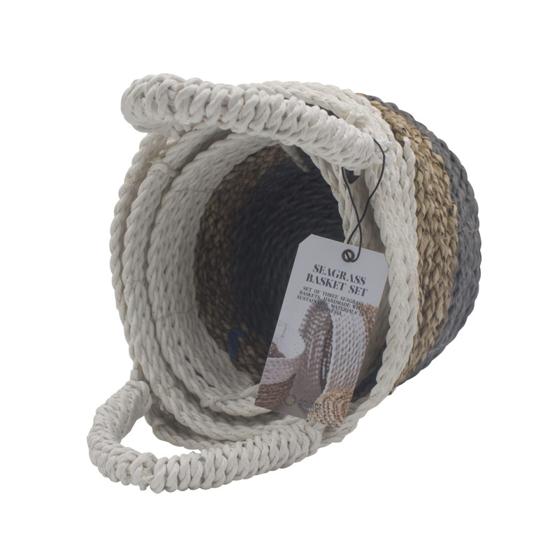 Ensemble de paniers en jonc de mer - Gris / Naturel / Blanc