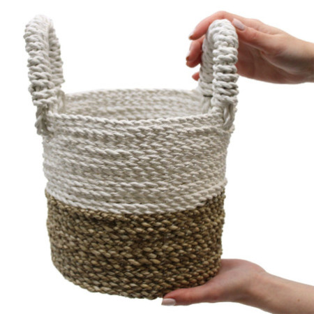 Ensemble de paniers en jonc de mer - Gris / Naturel / Blanc