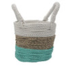 Ensemble de paniers en jonc de mer - Vert / Naturel / Blanc