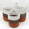 Ensemble de paniers en jonc de mer - Orange / Naturel / Blanc