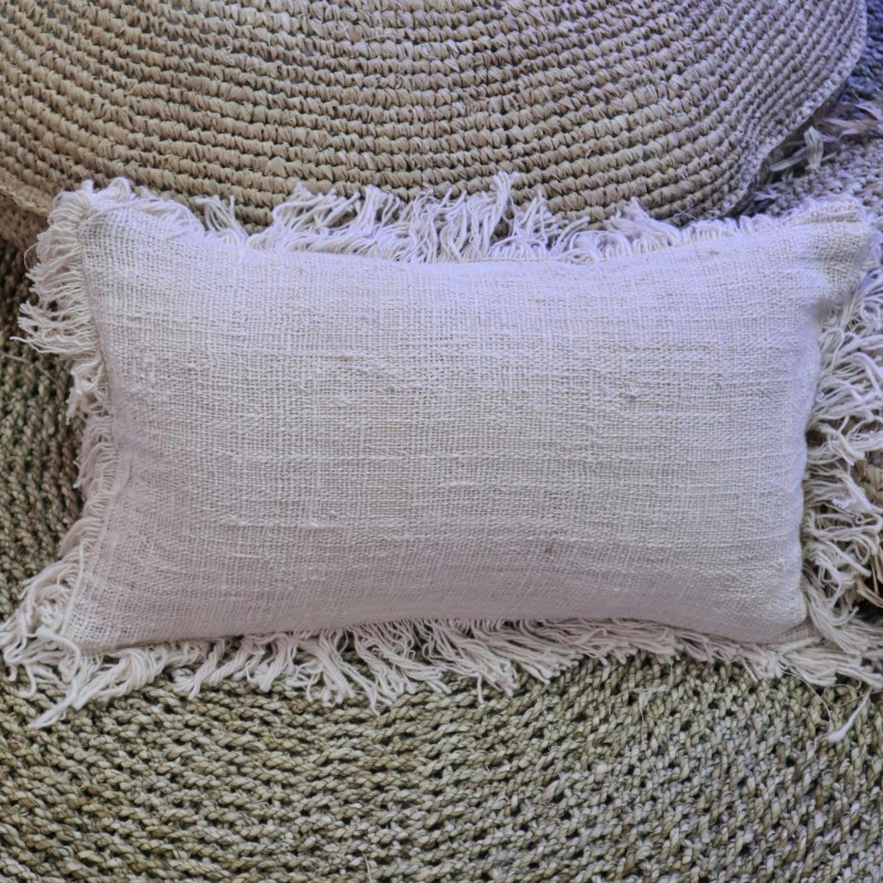 1x Coussin en lin 30x50cm avec franges