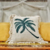 1x Coussin en lin 45 x 45 Palmier à franges