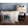 1x Coussin en lin 45 x 45 Palmier à franges