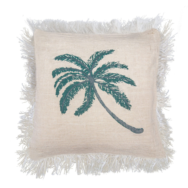 1x Coussin en lin 60 x 60 Palmier