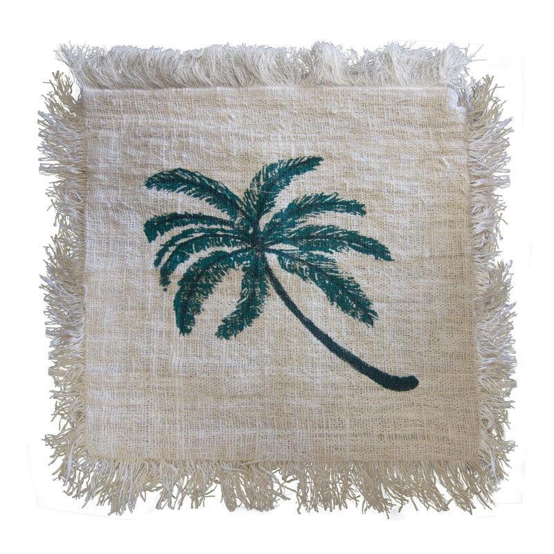 1x Coussin en lin 60 x 60 Palmier