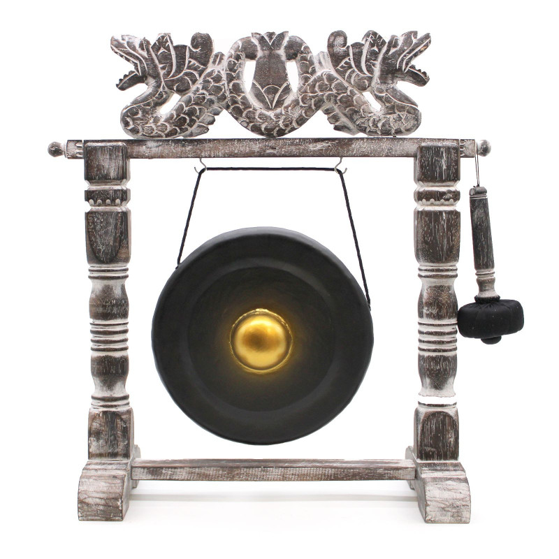 Petit Gong de guérison sur support - 25 cm - Noir