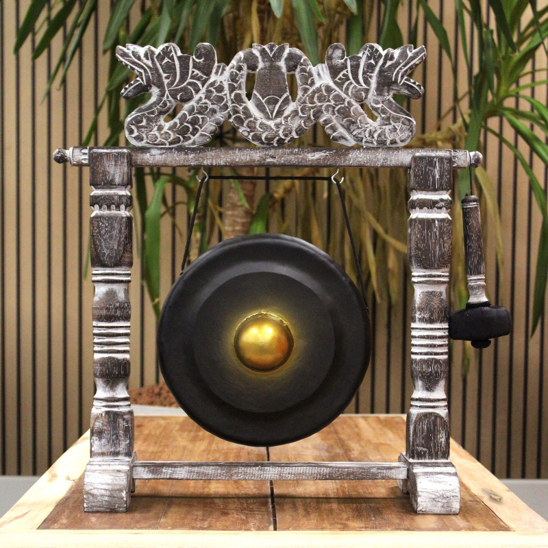 Petit Gong de guérison sur support - 25 cm - Noir