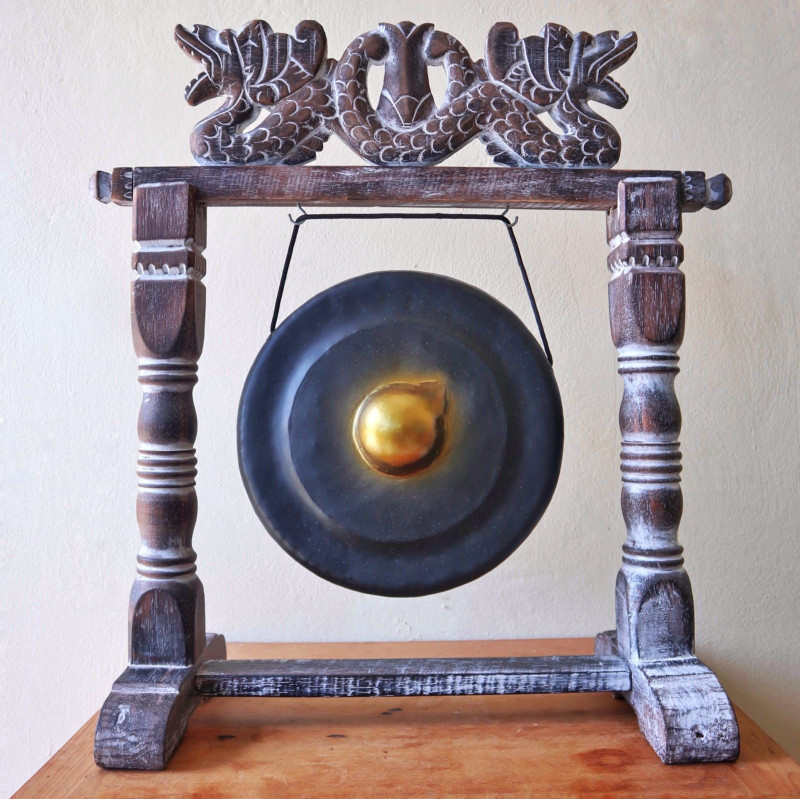 Petit Gong de guérison sur support - 25 cm - Noir