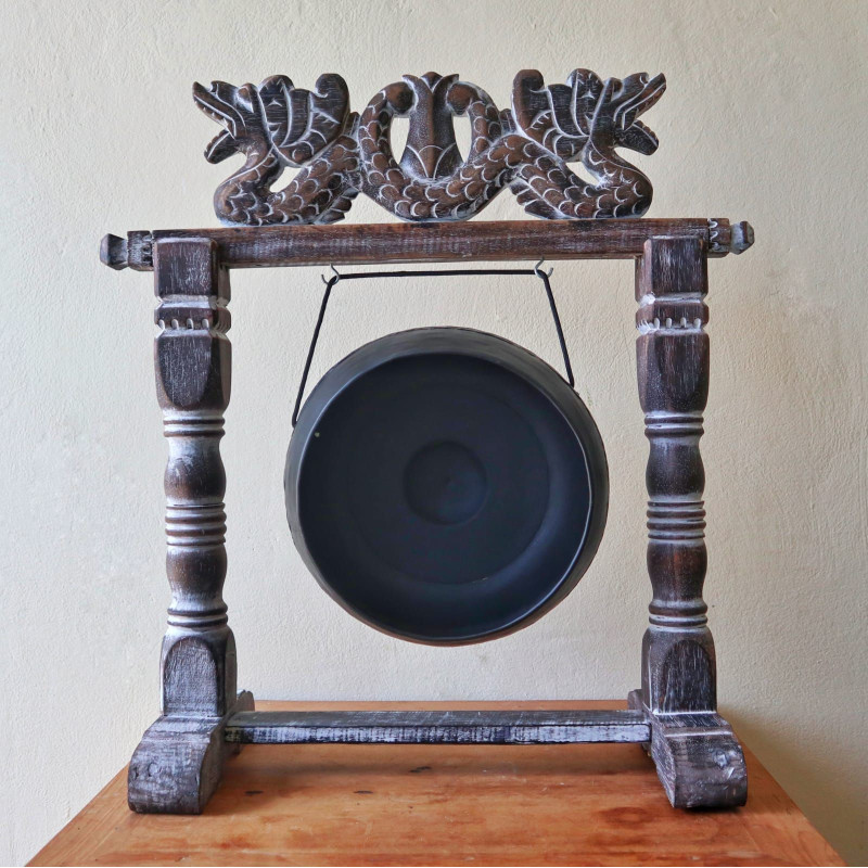 Petit Gong de guérison sur support - 25 cm - Noir
