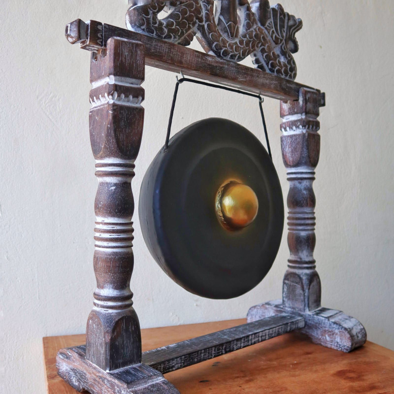 Petit Gong de guérison sur support - 25 cm - Noir