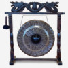 Grand Gong sur Support Antique Marron - 80cm - Noir - motif