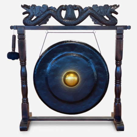 Grand Gong sur Pied Antique Marron - 80cm - Noir