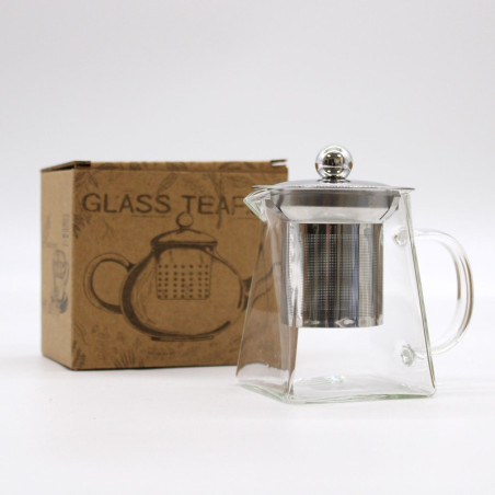 Théière à infuseur en verre - Forme tour - 350 ml
