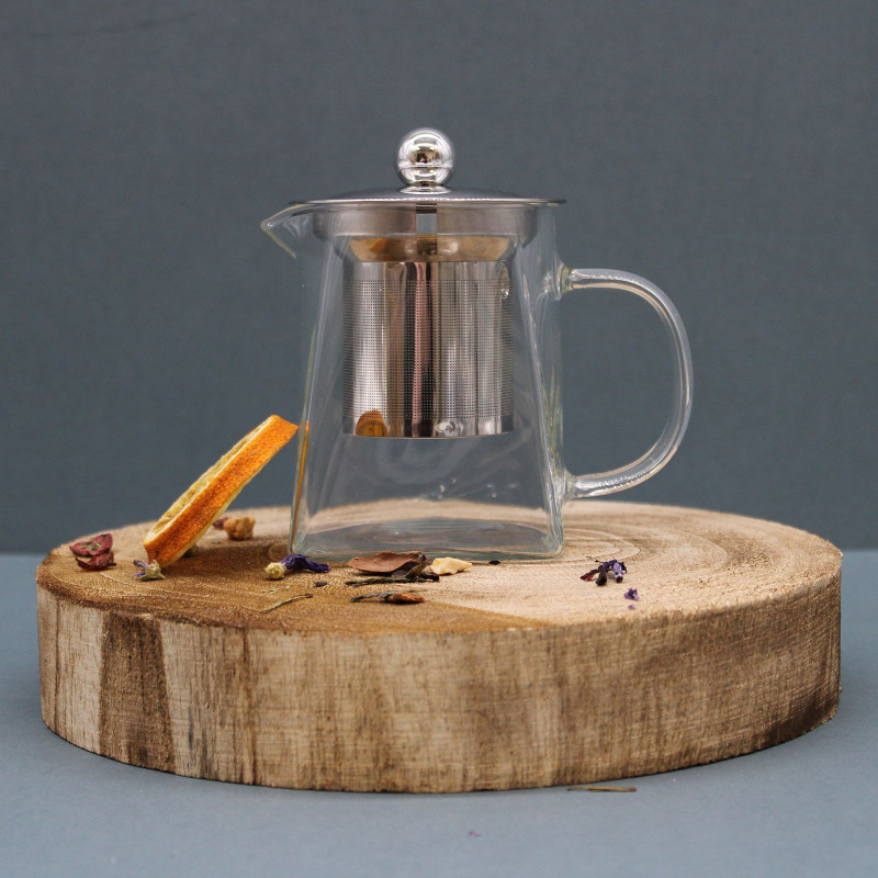 Théière à infuseur en verre - Forme tour - 350 ml