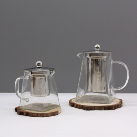 Théière à infuseur en verre - Forme tour - 350 ml