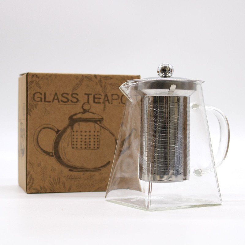 Théière à infuseur en verre - Forme tour - 750 ml