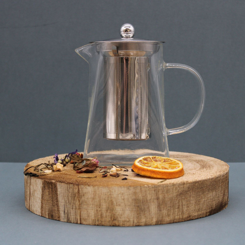 Théière à infuseur en verre - Forme tour - 750 ml