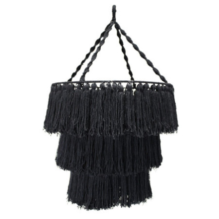 Lustre doux en macramé - Noir