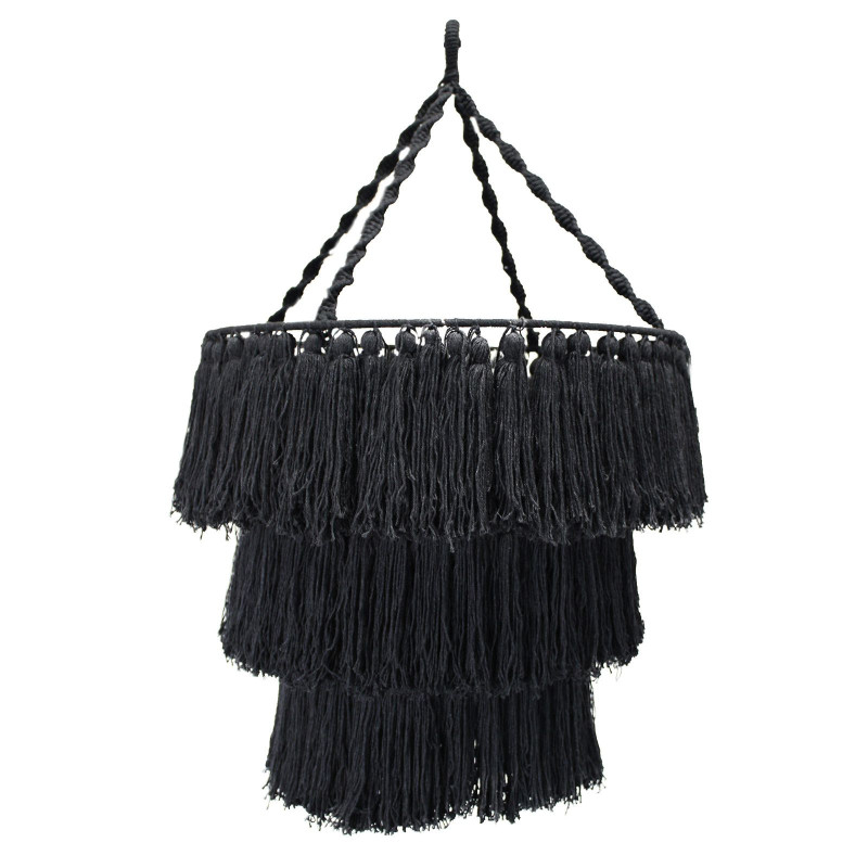 Lustre doux en macramé - Noir