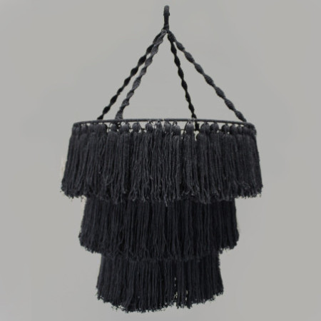Lustre doux en macramé - Noir