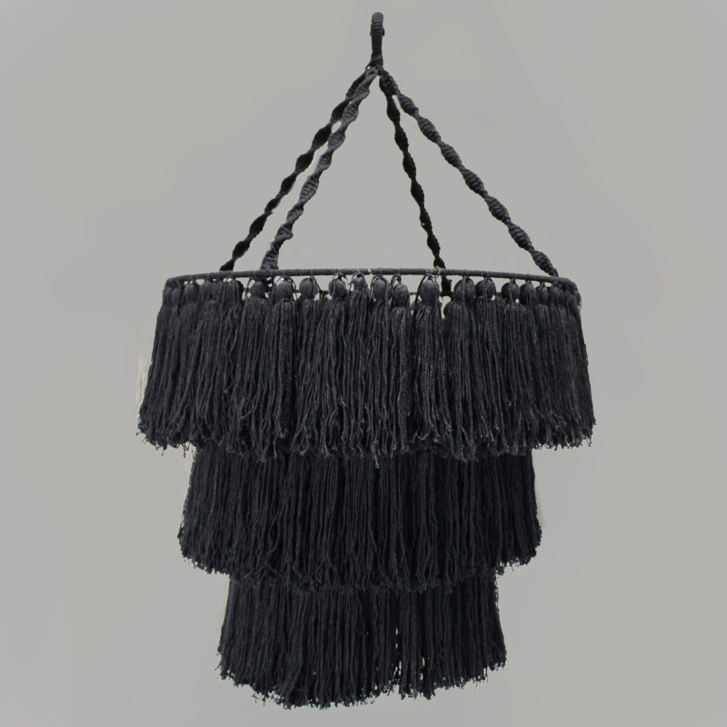 Lustre doux en macramé - Noir