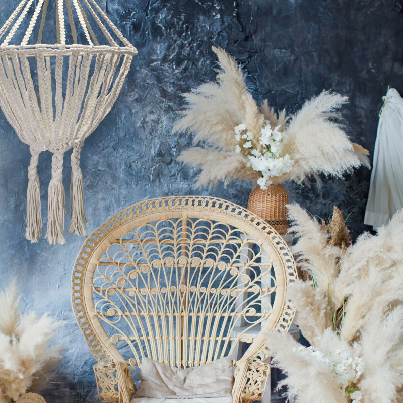 Grand lustre en macramé - Naturel