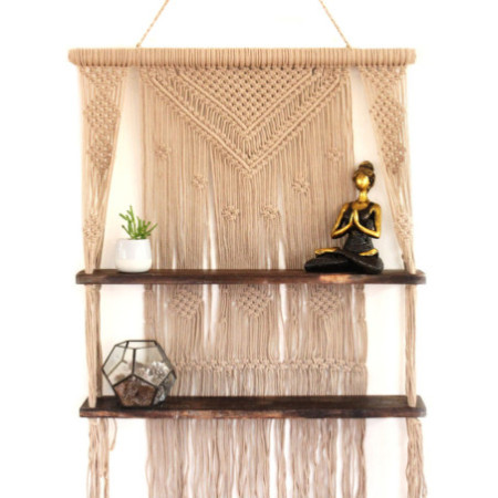 Étagères suspendues en macramé marron - Marron