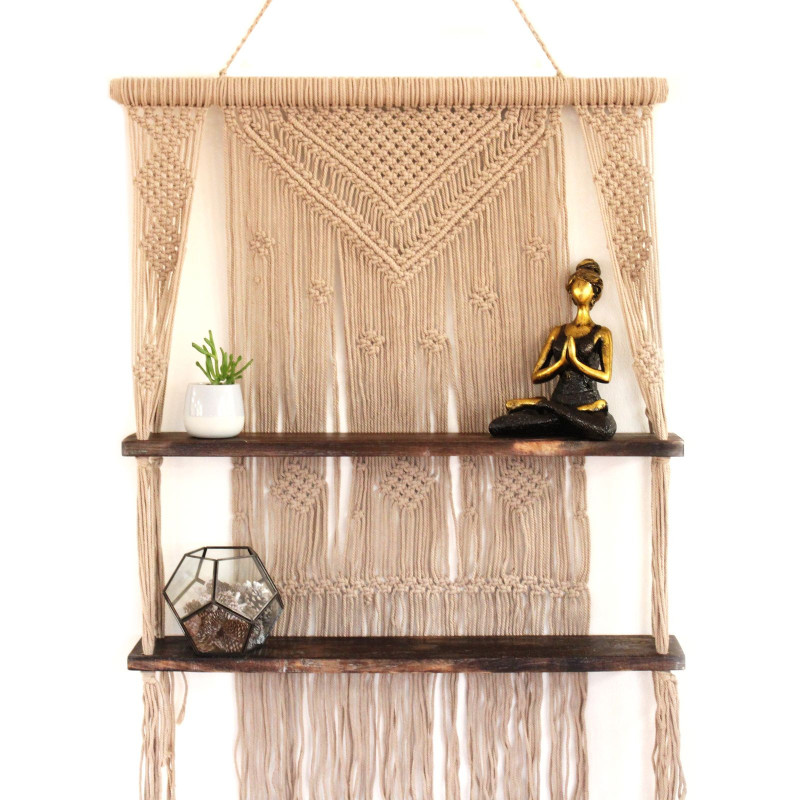 Étagères suspendues en macramé marron - Marron