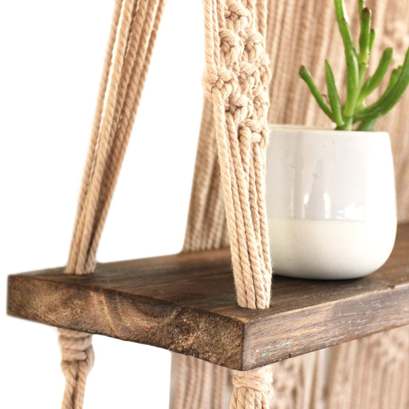 Étagères suspendues en macramé marron - Marron