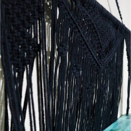 Étagères suspendues en macramé noir - Turquoise