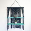 Étagères suspendues en macramé noir - Turquoise