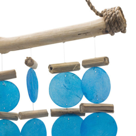 Carillon en bois flotté bleu