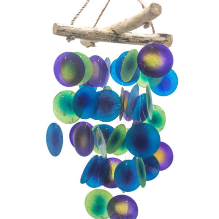 Carillon en bois flotté vert et violet