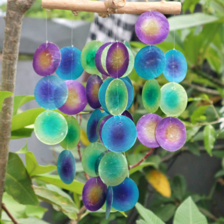 Carillon en bois flotté vert et violet