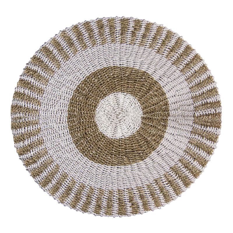 Jonc rond blanc et beige - Soleil - 1 m