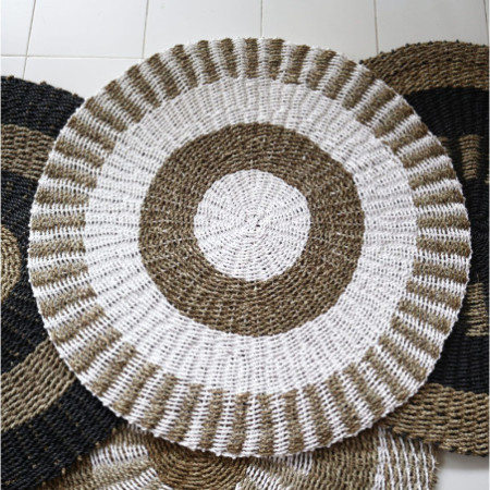Jonc rond blanc et beige - Soleil - 1 m