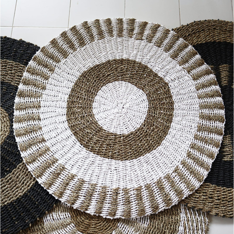 Jonc rond blanc et beige - Soleil - 1 m