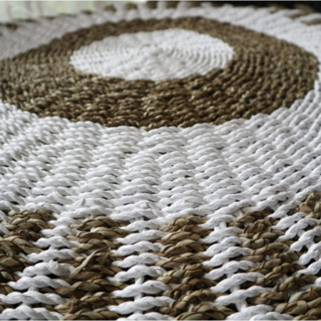 Jonc rond blanc et beige - Soleil - 1 m