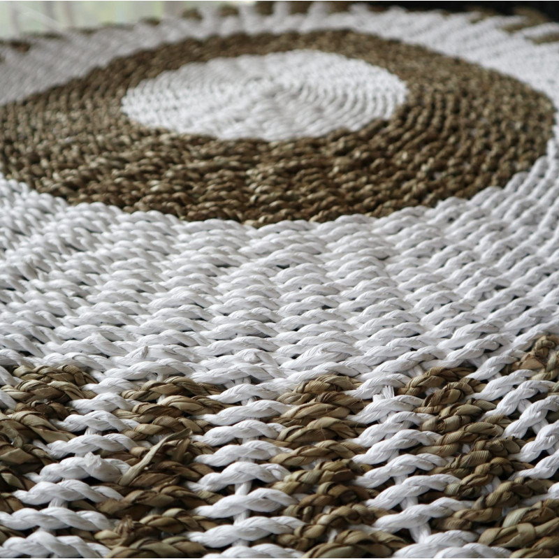 Jonc rond blanc et beige - Soleil - 1 m