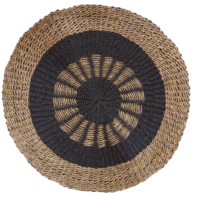 Herbier marin rond noir et feu - Soleil intérieur - 1 m