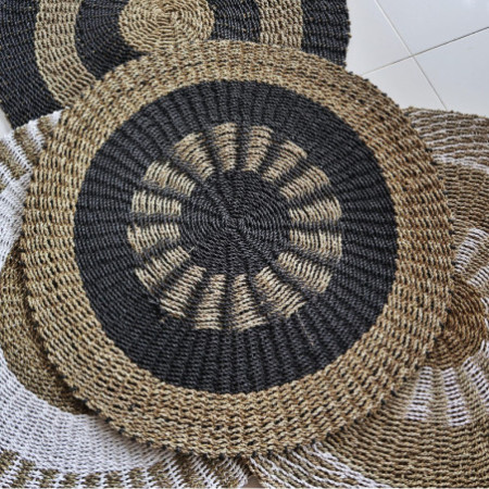 Herbier marin rond noir et feu - Soleil intérieur - 1 m