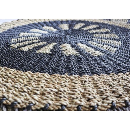 Herbier marin rond noir et feu - Soleil intérieur - 1 m