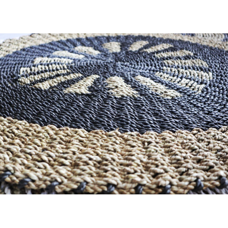 Herbier marin rond noir et feu - Soleil intérieur - 1 m