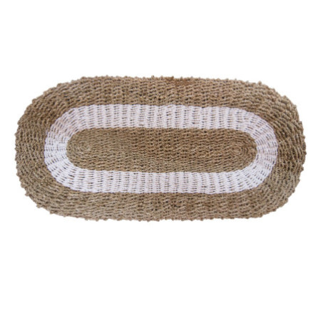 Jonc de mer ovale blanc et beige - Classique - 60x120cm