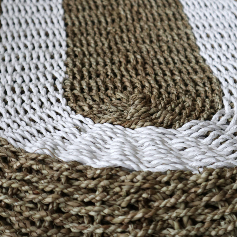 Jonc de mer ovale blanc et beige - Classique - 60x120cm
