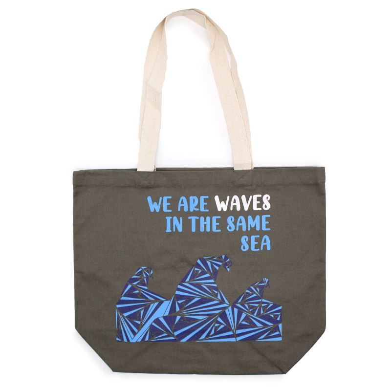 Sac en coton imprimé - We are Waves - Bleu