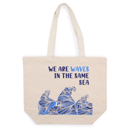 Sac en coton imprimé - We are Waves - Bleu