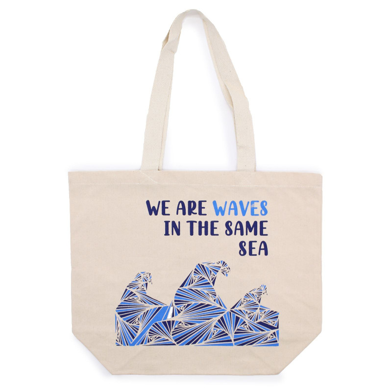 Sac en coton imprimé - We are Waves - Bleu