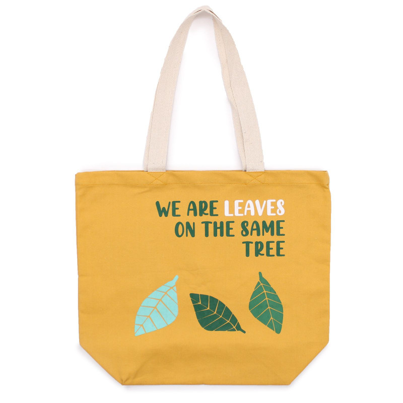 Sac en coton imprimé - We are Leaves - Naturel