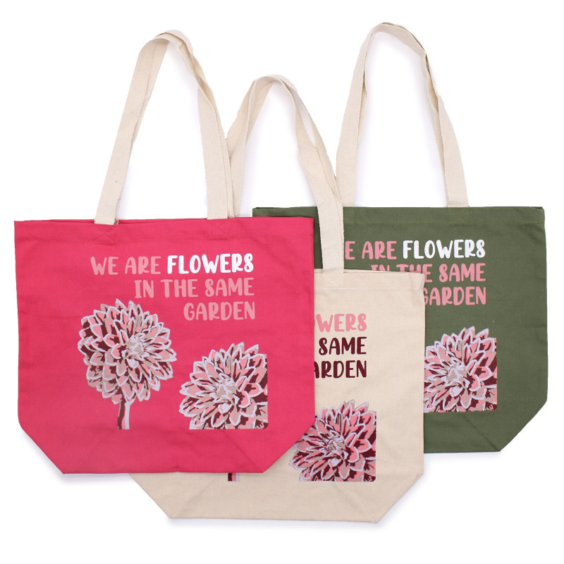 Sac en coton imprimé - We are Flowers - Rose